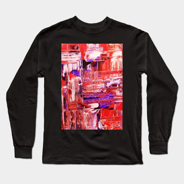 Abstract painting Red and white with a kiss of blue Long Sleeve T-Shirt by SunilAngra